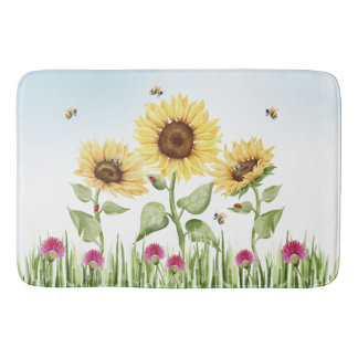 Tapis De Bain Tournesols et Abeilles