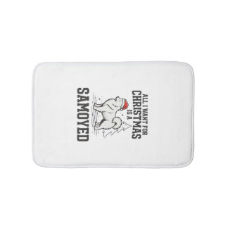 Tapis De Bain Tout ce que je veux pour Noël Chien Samoyède