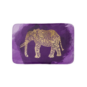 Tapis De Bain traçage tribal de pourpre d'éléphant d'or de fa