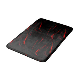 Tapis De Bain Traces rouges ondulées dans fond noir