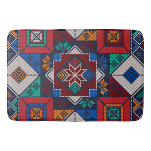 Tapis De Bain Traditionnel Palestine Broderie tatreez coloré