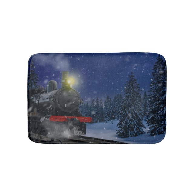 Tapis De Bain Train de Noël dans la neige (Devant)