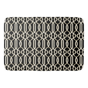 Tapis De Bain Trellis en treillis élégant Motif noir blanc