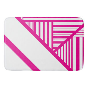 Tapis De Bain Triangle en Magenta et Blanc