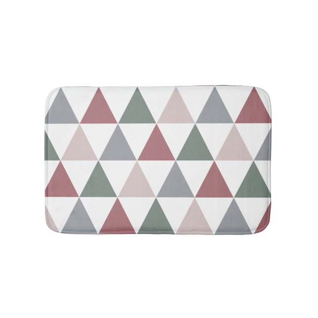 Tapis De Bain Triangle Motif Dusty Rose Sage Green Grey (Devant)