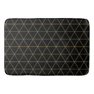 Tapis De Bain Triangles géométriques noirs or Boho Glam Minimal
