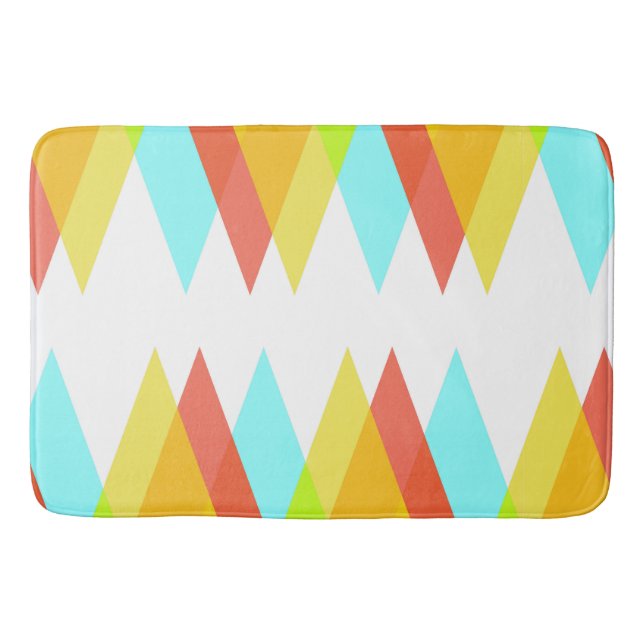 Tapis De Bain Triangles jaunes, rouges et bleus cadets (Devant)