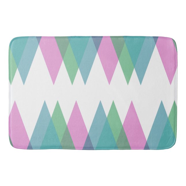 Tapis De Bain Triangles rose et vert (Devant)