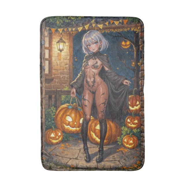 Tapis De Bain Trick ou le traitement, Brave Halloween Costume Gi (Devant (Vertical))