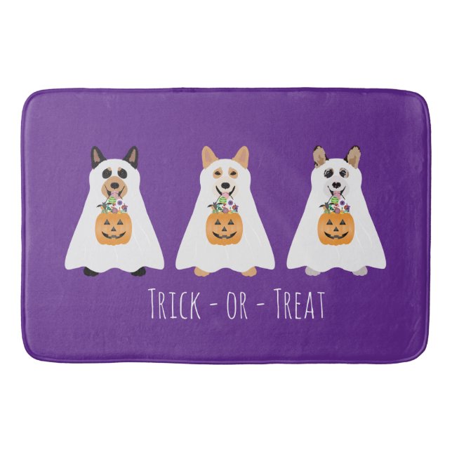 Tapis De Bain Trick Ou Treat Corgi Ghost Dogs Halloween (Devant)