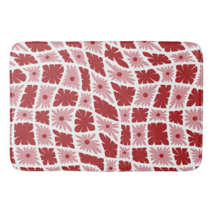 Tapis De Bain Trippy super 60s Flower Checks Rouge rose