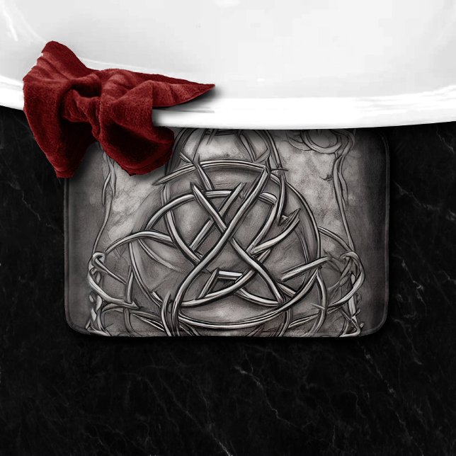 Tapis De Bain Triquetra Trinity Knot Silvery Pewter Faux Metal (Créateur téléchargé)