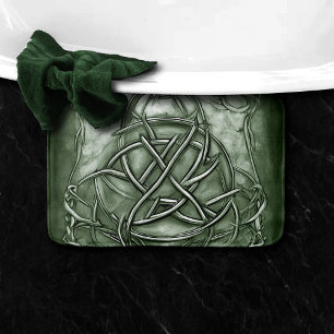 Tapis De Bain Triquetra Trinity Sage de noeud Vert Faux Metallic