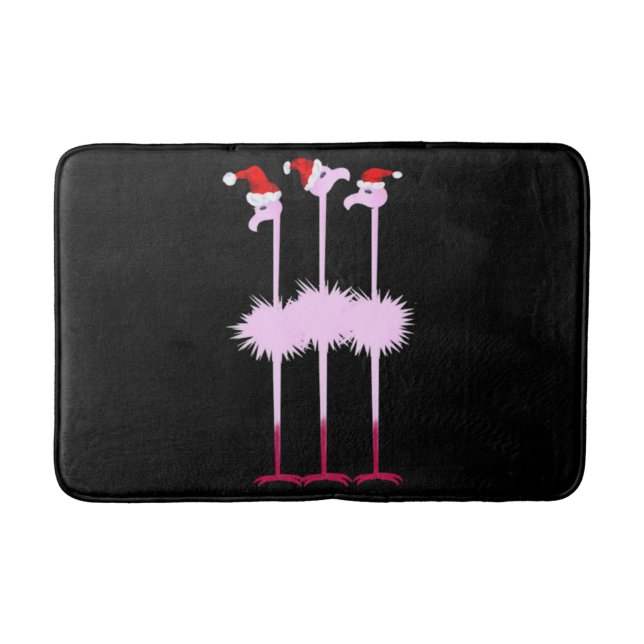 Tapis De Bain Trois Flamants roses de Noël (Devant)