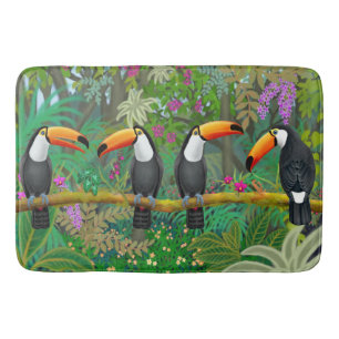 Tapis de bain tropical d'oiseaux de toucan