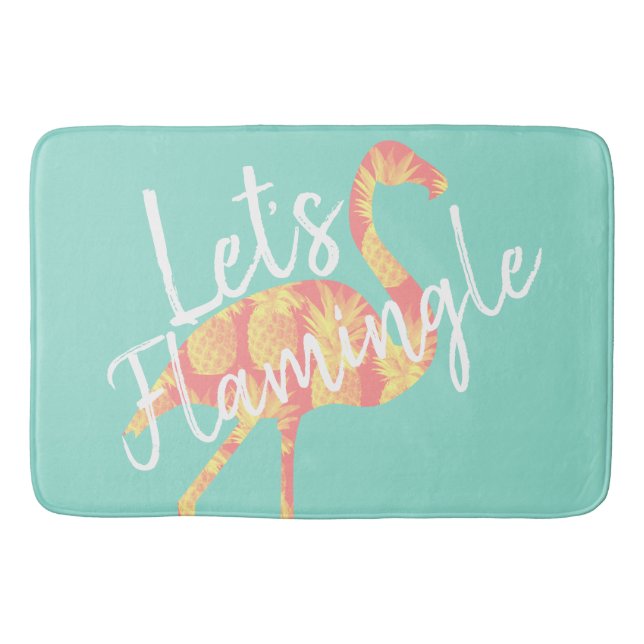 Tapis De Bain Tropical Flamingle Flamant rose & ananas (Devant)
