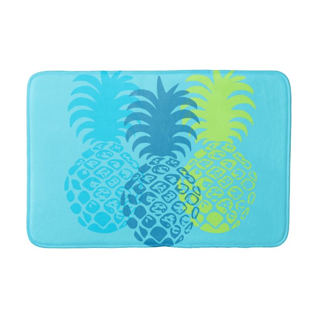 Tapis De Bain Tropical hawaïen d'ananas de Momona - Turq (Devant)