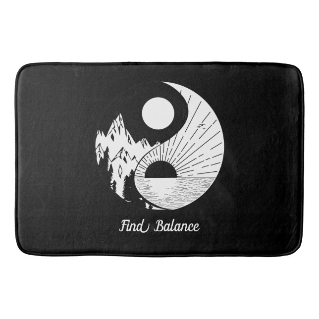 Tapis De Bain Trouver l'équilibre Zen Yin Yang Noir Blanc (Devant)