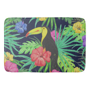 Tapis De Bain Tucan tropical et forêt tropicale Feuille