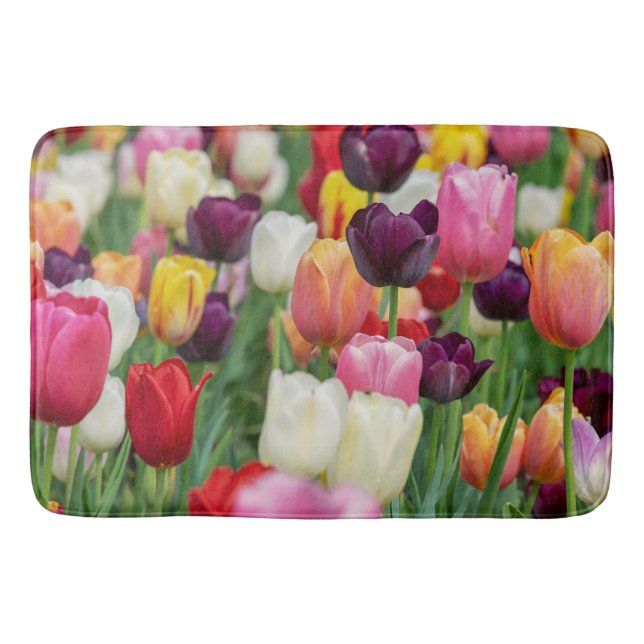 Tapis De Bain Tulip Fleurs de printemps Jardin Floral Jaune rose (Devant)