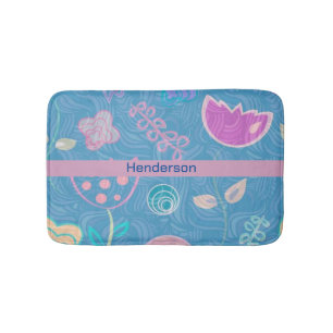 Tapis De Bain Tulipe florale moderne rose et violet