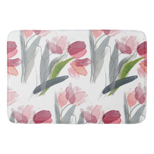 Tapis De Bain Tulipes géantes en Corail et Mauve Clear Image