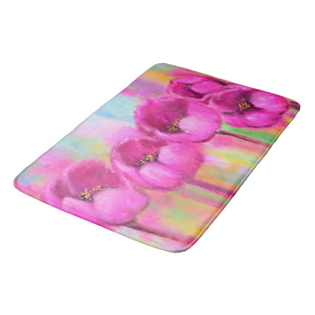 Tapis De Bain Tulipes roses pourpres Mat (Angle)