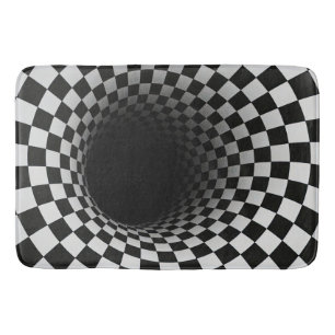 Tapis De Bain Tunnel d'illusion optique en noir et blanc