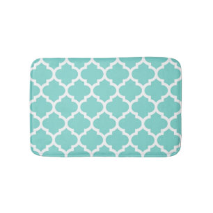 Tapis De Bain Turquoise Aqua Wht Moroccan Quatrefoil Pattern #5