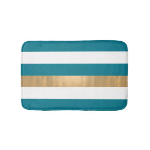 Tapis de bain Turquoise blanc et doré