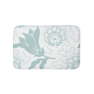 Tapis De Bain Turquoise Blanc Vintage Farmhouse Style Floral Imp