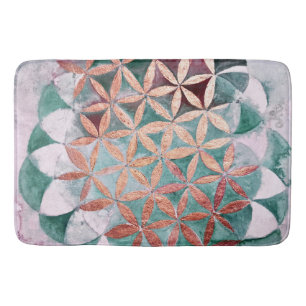 Tapis De Bain Turquoise Blush Pink Pastel Abstrait Watercolor Mo