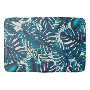 Tapis De Bain Turquoise Cyan Green Tropical Palm Feuille Summer