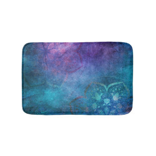 Tapis De Bain Turquoise et fleur de Lotus élégante de vert