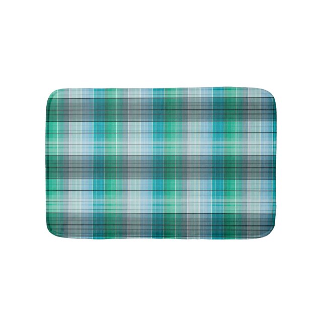 Tapis De Bain Turquoise et gris dans une cage. (Devant)