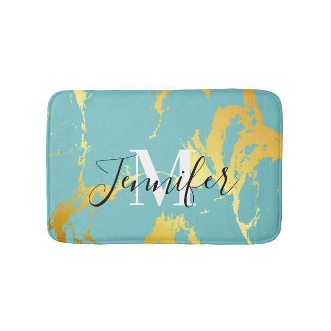 Tapis De Bain Turquoise Golden Foil (Devant)