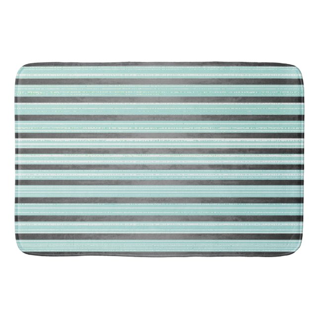 Tapis De Bain Turquoise, gris et blanc (Devant)