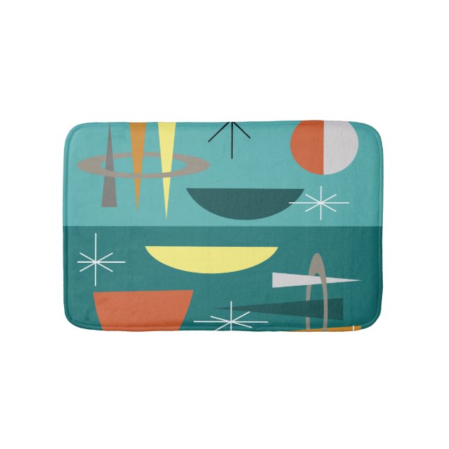 Tapis De Bain Turquoise Moderne Du Milieu Du Siècle (Devant)