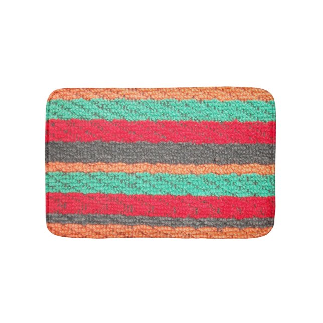 Tapis De Bain Turquoise, orange, noir et rouge (Devant)