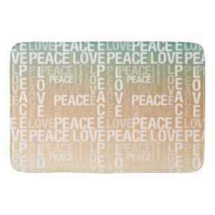 Tapis De Bain Turquoise Peach Gold White Peace Love