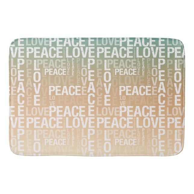 Tapis De Bain Turquoise Peach Gold White Peace Love (Devant)