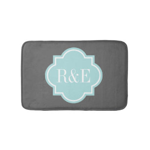 Tapis de bain turquoise personnalisé de monogramme