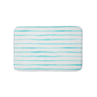 Tapis De Bain Turquoise Stripes Coastal Bath Mat