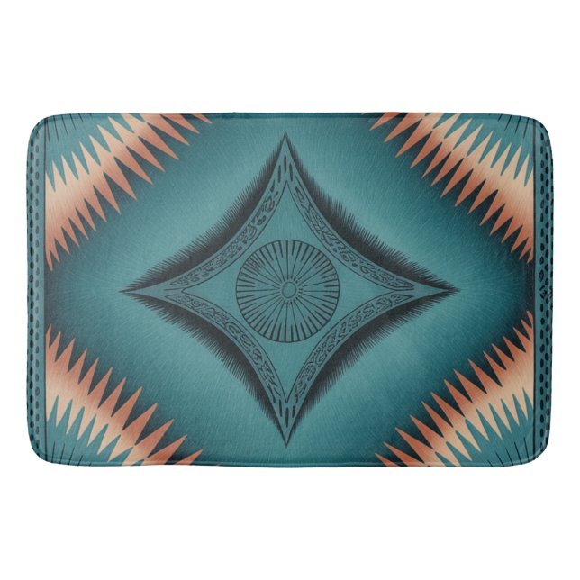 Tapis De Bain Turquoise Sunburst de Navajo Peach (Devant)