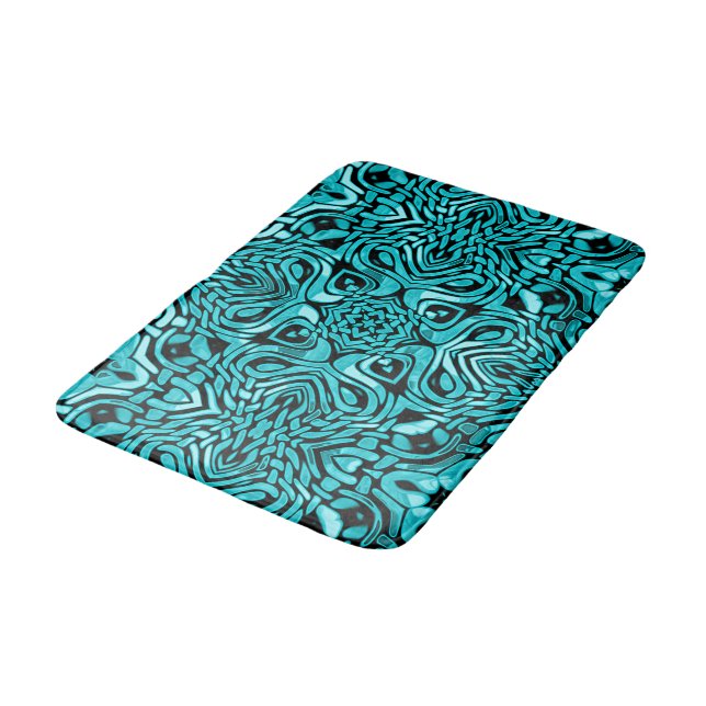 Tapis De Bain Turquoise Turquoise Blue Tribal Art tendance (Angle)