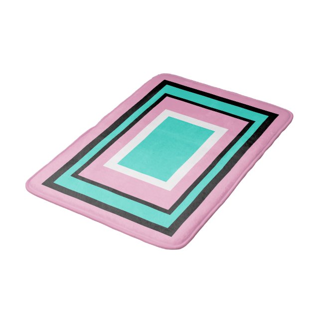Tapis De Bain Turquoise White Pink Black Geometric (Angle)