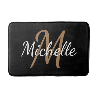 Tapis De Bain Typographie moderne simple en gras et monogramme d