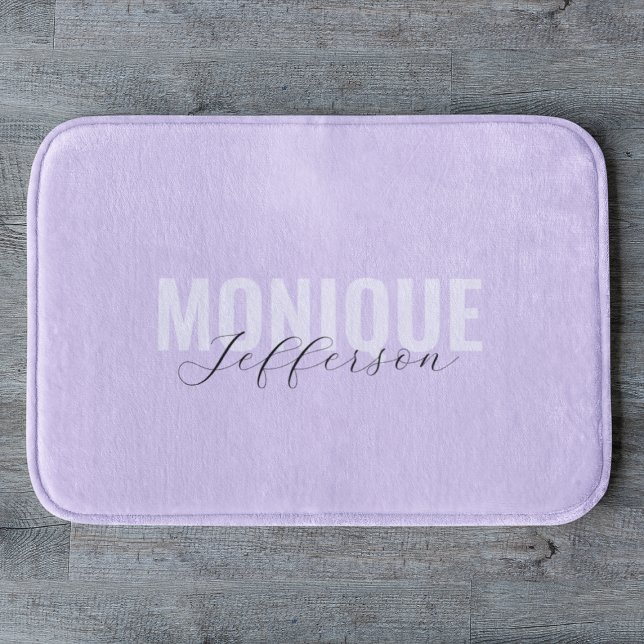 Tapis De Bain Typographie & Script Lilac Lavender Monogramme (Créateur téléchargé)
