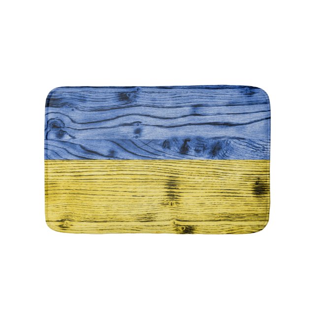Tapis De Bain Ukraine drapeau bleu jaune motif de texture de boi (Devant)