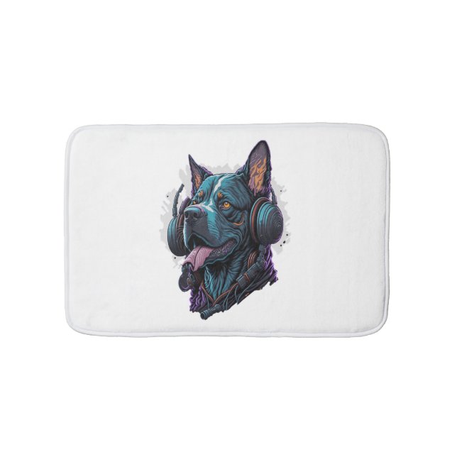 Tapis De Bain Un chien cool écoutant de la musique (Devant)